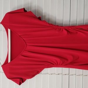 S Red Cinched Blouse